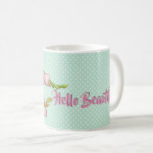 Moderne Kirschblüten Minz Grün Hallo schön! Kaffeetasse (VorderseiteRechts)