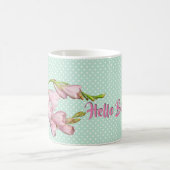 Moderne Kirschblüten Minz Grün Hallo schön! Kaffeetasse (Mittel)