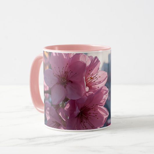 Moderne Kirschblüten-Tasse Tasse (Vorderseite Links)