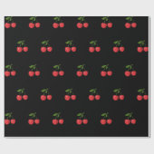 Moderne Kirschfruchtmuster Schwarz & Rot Geschenkpapier (Flach)