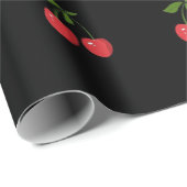 Moderne Kirschfruchtmuster Schwarz & Rot Geschenkpapier (Rolleneckpunkt)
