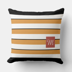 Moderne Kissenhülle mit schwarzen Streifen in Gold Kissen