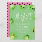 Moderne Kiwi Babydusche Wasserfarben Polk Docks Pi Einladung (Vorne/Hinten)