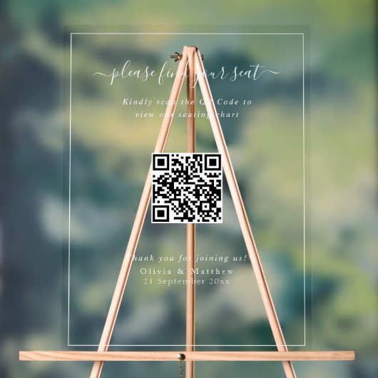 Moderne klare Hochzeits-QR-Code-Sitzordnung Acryl Acrylschild (Neutral)