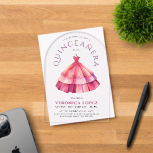 Moderne klare rosa Quince-Prinzessinnen-Kleid Wate Acryleinladungen