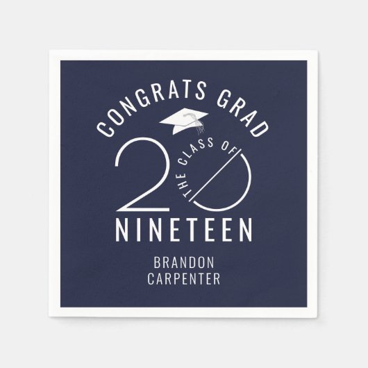 Moderne Klasse 2019 Glückwunschs Grad Navy Blue Serviette (Vorderseite)