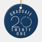 Moderne KLASSE 2021 Typografie Circle Blue Keramik Ornament (Vorne)