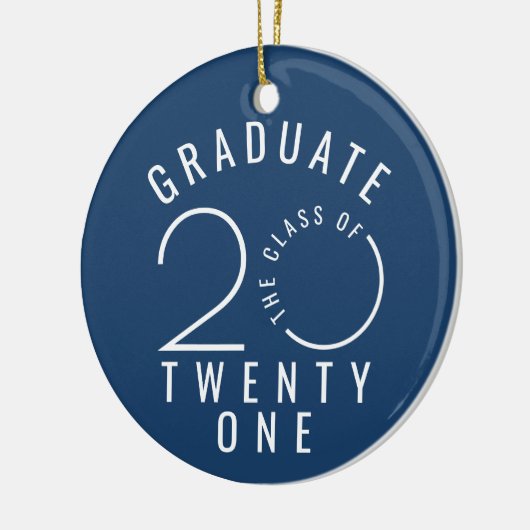 Moderne KLASSE 2021 Typografie Circle Blue Keramik Ornament (Links)