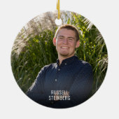 Moderne KLASSE 2021 Typografie Circle Blue Keramik Ornament (Hinten)