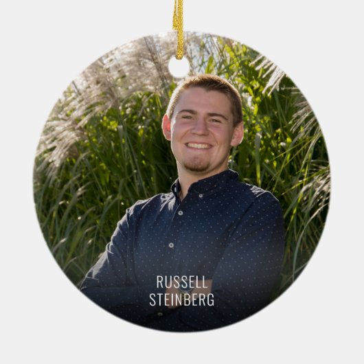 Moderne KLASSE 2021 Typografie Circle Blue Keramik Ornament (Hinten)