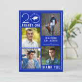 Moderne KLASSE 2021 Typografie Circle Royal Blue Dankeskarte (Stehend Vorderseite)