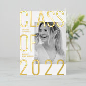 Moderne Klasse 2022: Foil Pressed Graduation Party Folieneinladung (Stehend vorne)