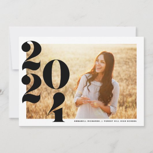 Moderne Klasse 2024 Foto Abschluss Einladung (Vorderseite)