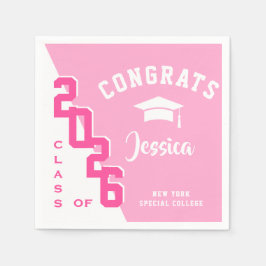 Moderne Klasse 2024 Pink White Graduation Party Serviette