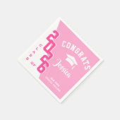 Moderne Klasse 2024 Pink White Graduation Party Serviette (Ecke)