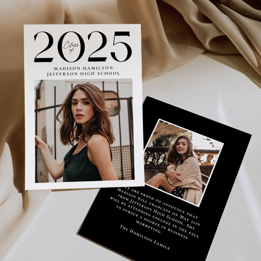 Moderne Klasse 2025 2 Foto Abschluss Ankündigung