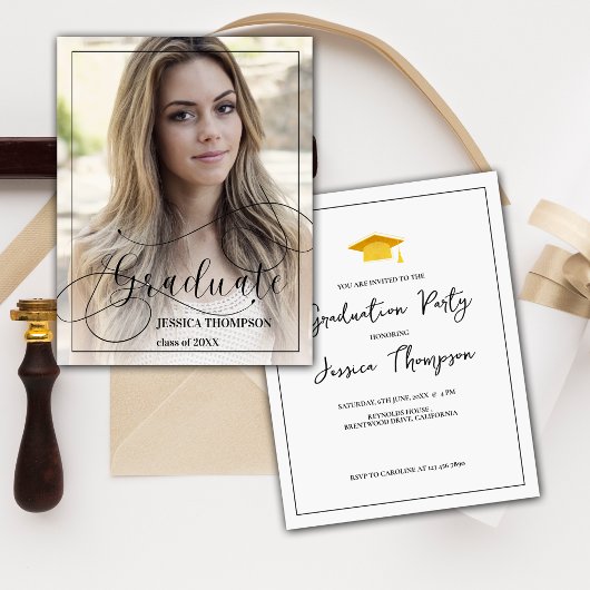 Moderne Klasse 2025 Abschluss Foto Einladung