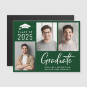 Moderne Klasse 2025 Foto Grüner Abschluss Magneteinladung (Vorne/Hinten)