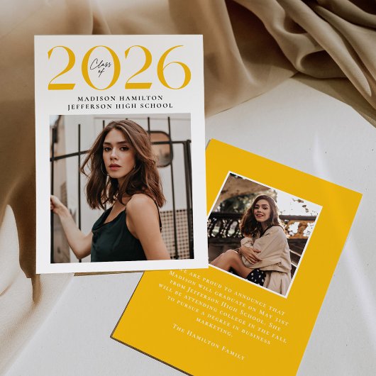 Moderne Klasse 2025 Gelb 2 Foto Abschluss Ankündigung