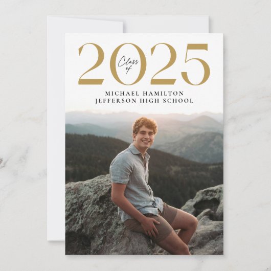 Moderne Klasse 2025 Gold 2 Foto Abschluss Ankündigung (Vorderseite)