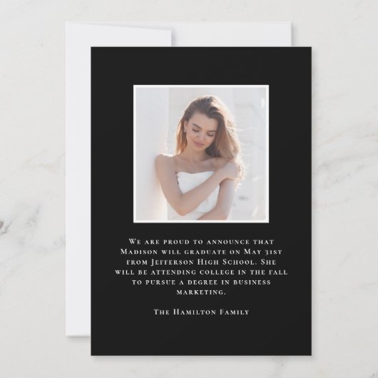 Moderne Klasse 2025 Grad 2 Foto Abschluss Ankündigung (Rückseite)