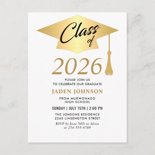 Moderne Klasse 2025 Graduation Party Einladung Postkarte (Vorderseite)