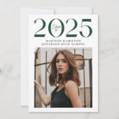 Moderne Klasse 2025 Green 2 Foto Abschluss Ankündigung (Vorderseite)