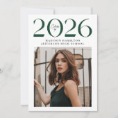 Moderne Klasse 2025 Green 2 Foto Abschluss Ankündigung (Vorderseite)