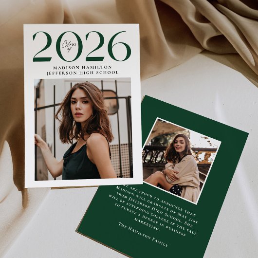 Moderne Klasse 2025 Green 2 Foto Abschluss Ankündigung