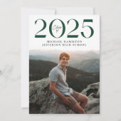 Moderne Klasse 2025 Green 2 Foto Abschluss Ankündigung (Vorderseite)