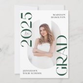 Moderne Klasse 2025 Green Grad 2 Foto Abschluss Ankündigung (Vorderseite)