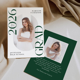 Moderne Klasse 2025 Green Grad 2 Foto Abschluss Ankündigung