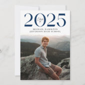 Moderne Klasse 2025 Navy-2-Foto-Abschluss Ankündigung (Vorderseite)