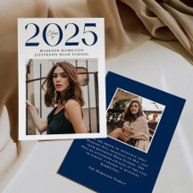 Moderne Klasse 2025 Navy-2-Foto-Abschluss