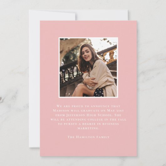 Moderne Klasse 2025 Pink 2 Foto Abschluss Ankündigung (Rückseite)