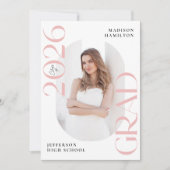 Moderne Klasse 2025 Pink Grad 2 Foto Abschluss Ankündigung (Vorderseite)