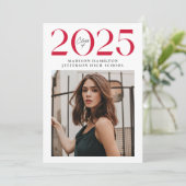 Moderne Klasse 2025 Red 2 Foto Abschluss Ankündigung (Stehend Vorderseite)