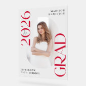 Moderne Klasse 2025 Red Foto Abschluss Willkommen Acrylschild (Winkel)