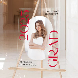 Moderne Klasse 2025 Red Foto Abschluss Willkommen Acrylschild