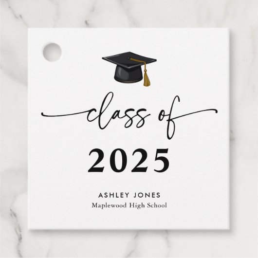 Moderne Klasse 2025 Schwarzer Script-Abschluss Geschenkanhänger (Vorderseite)