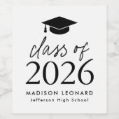 Moderne Klasse 2025 Schwarzer Script-Abschluss Weinetikett (Einzelnes Label)