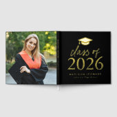 Moderne Klasse 2025 Schwarzes Foto Abschluss Gästebuch (Voll)