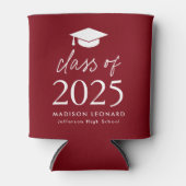 Moderne Klasse 2025 Script Burgundy Abschluss Dosenkühler (Vorderseite)