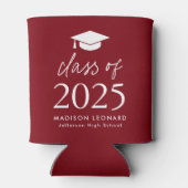 Moderne Klasse 2025 Script Burgundy Abschluss Dosenkühler (Rückseite)