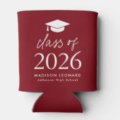 Moderne Klasse 2025 Script Burgundy Abschluss Dosenkühler (Rückseite)