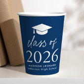 Moderne Klasse 2025 Script Navy Abschluss Pappbecher