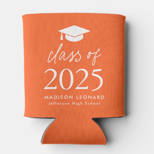 Moderne Klasse 2025 Script Orange Abschluss Dosenkühler (Rückseite)