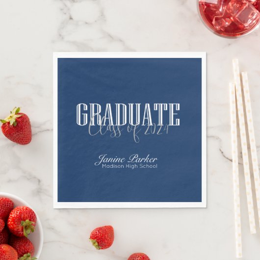 Moderne Klasse Classic Blue Graduation Party Serviette (Beispiel)