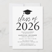 Moderne Klasse der Black Graduation Party 2025 Einladung (Vorderseite)
