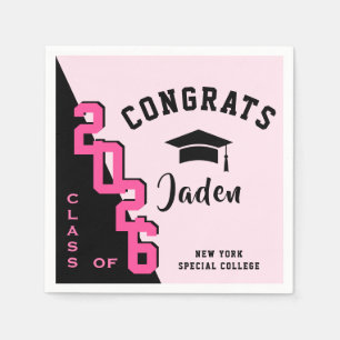 Moderne Klasse der Black Pink Graduation Party 202 Serviette